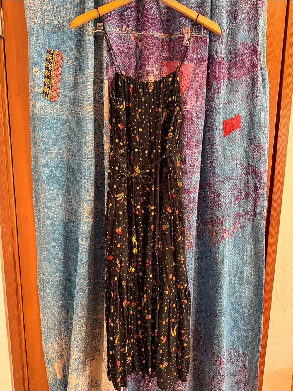 FARM Rio Black Fruity Maxi Dress with Banana Charms